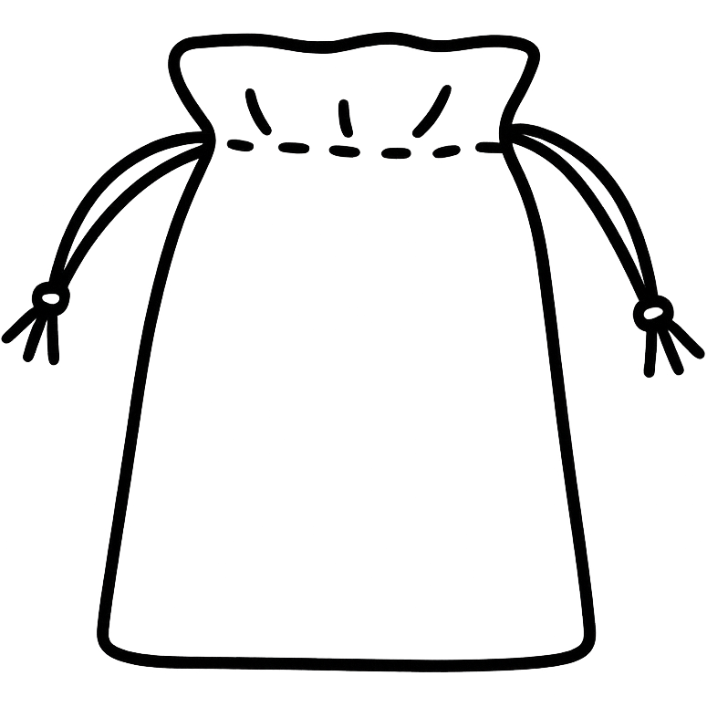 Hand-drawn illustration of a linen drawstring bag