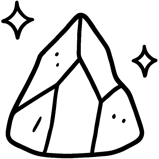 Hand-drawn illustration of a rock representing natural mineral pigments