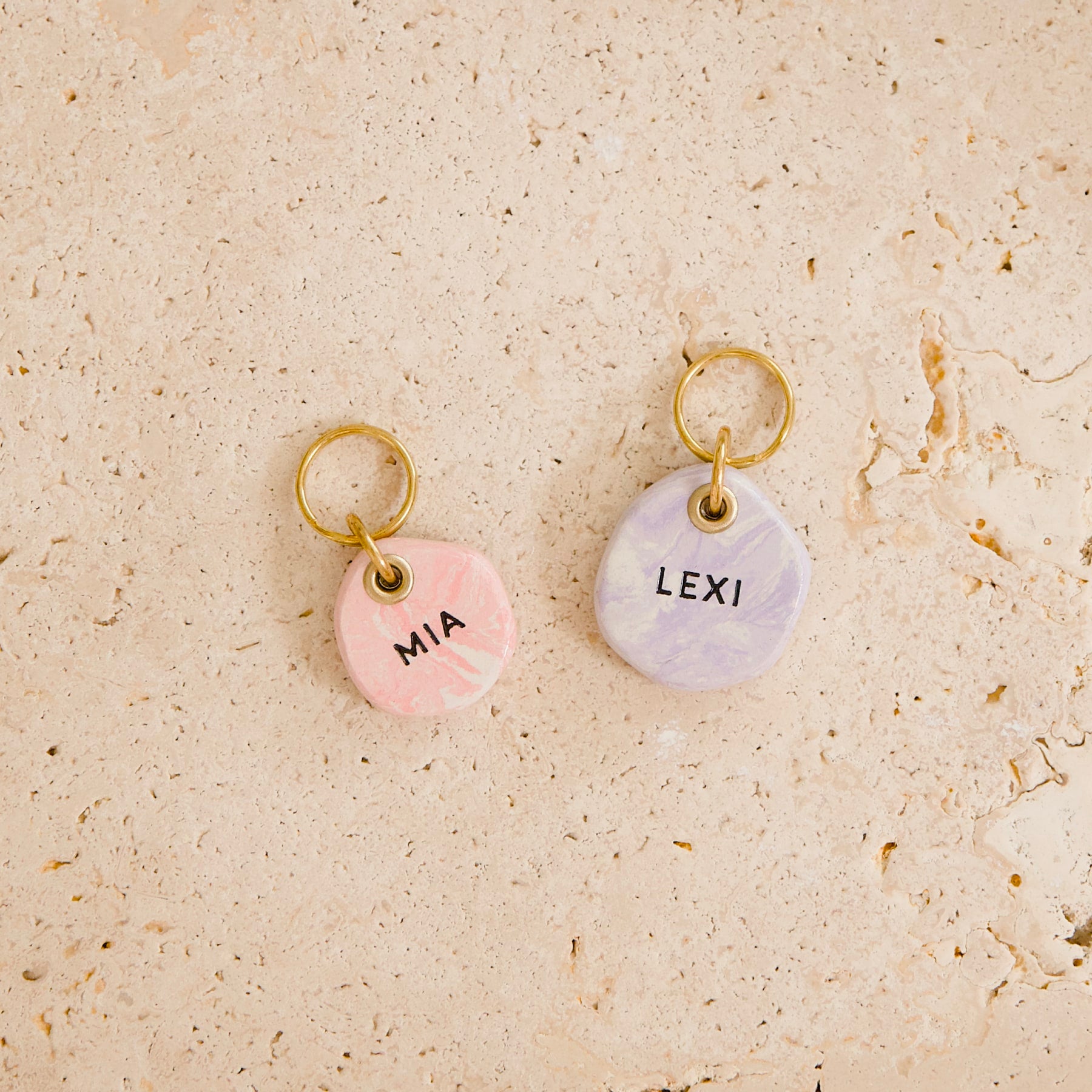 Clay Dog ID Tag - Rose Quartz